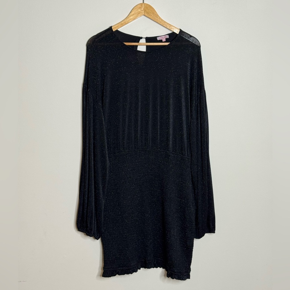 Pink Lily Black Long Sleeve Knit Mini Dress